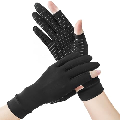 Big Mango Arthritis Gloves, Copper Infused Compression Gloves, Copper Gloves Fingerless for Women Men for Arthritis Pain Relief, Swelling, Rheumatoid, Typing, Hand Support (1 Pair,Small)