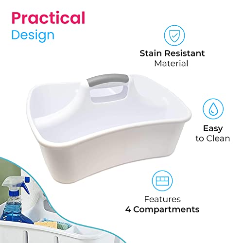 Lavo Home Bath Caddie White - Totes With Divided Compartments And Handles For Organizing, Storing & Carrying Cleaning Supplies And Bathroom Accessories (Large Cleaning Caddy) #TOP4
