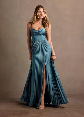 IKMNN Women's Corset Birdesmaid Dresses 2025 Long Pleated Formal Dresss Plus Size Black Evening Party Gown for Women 222