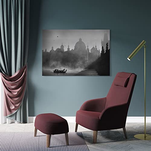 Black And White Photography Art Prague Scenery Wall Pictures - 副本 Wall Art Paintings Canvas Wall Decor Home Decor Living Room Decor Aesthetic 24X36Inch(60X90Cm) Frame #TOP3