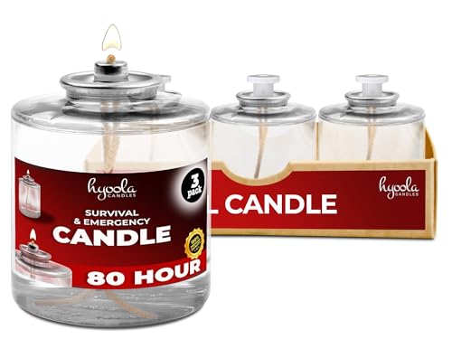 Hyoola Long Burning Liquid Candles - 80 Hour Burn Time 3 Pack - Survival & Emergency Use