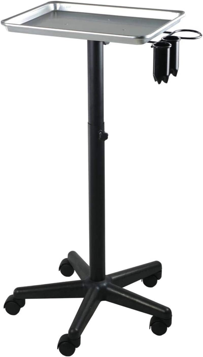 DEER BEAUTY Salon Tray - Metal Instrument Trolley for Hairdressers Stylists Tattoo Artists with 2 Magnetic Color Bowls Smooth Rolling Service Cart for Professional Salon Home Use