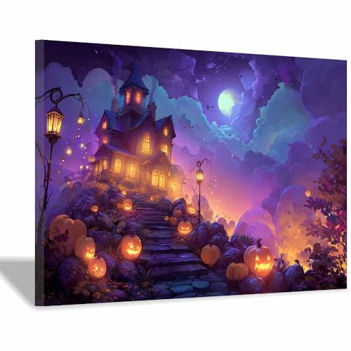 Poster citrouilles Halloween pour sublimer la bibliothèque et le salon | Cadre 70x100cm