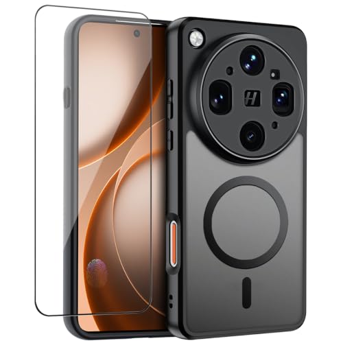 Image of QUIETIP Magnetic Case for Oppo Find X9 Ultra with Screen Protector,[Compatible with MagSafe] Translucent Matte Drop Protection Cover,Black