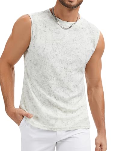 YYA Mens Tank Tops Fashion Sparkly Tank Shirts Sleevelss Summer Casual Tee Shirts for Men S-XXL