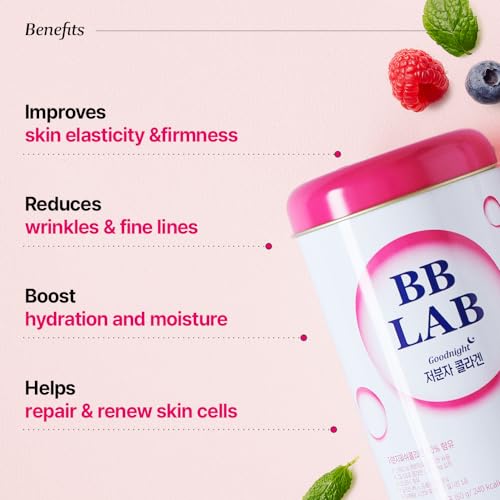 BB LAB Good Night Low Molecular Collagen Powder Stick Supplement, Halal Certified, Korean Marine Collagen, Fish Collagen Peptides, Vitamin C, Glycine, Fast Absorption, Mix Berry Flavor - Image 4