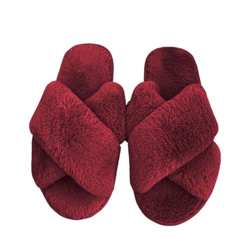 スリッパ レディース 室内 来客用 おしゃれ ルームシューズ 可愛い 厚底 かかとあり 室内履き かわいい もこもこ ふわふわ 部屋履き モコモコ 滑り止め 暖かい 春 秋 冬 防寒 軽量 クロス あったか 静音 肌触り 北欧 洗える(レッド,25.5 c