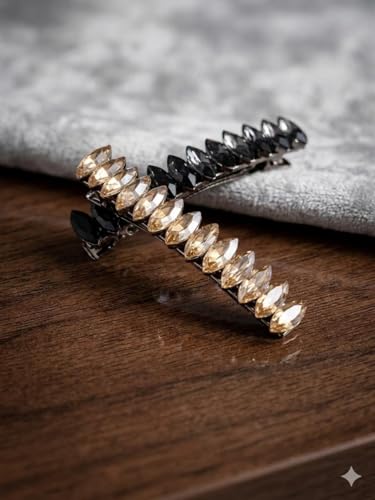 Image of Pearl & Crystal Hair Clips Set for Women, Elegant Rhinestone Barrettes, Stylish Hair Pins for Party, Wedding, Daily Wear - Pack of 2
