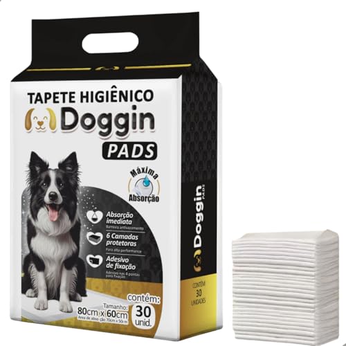 Tapete Higiênico 80cm x 60cm 30 Unidades para Cachorro Sanitário Super Absorvente Antivazamento Alta