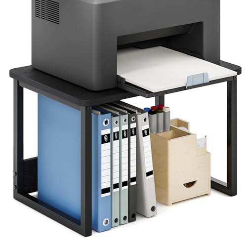 Image of MTANK Heavy Duty Desktop Printer Stand with Storage - Multi-Purpose Shelf Organizer for Home Office, Under Desk Small Printer Table for Copier, Scanner & Fax Machine (Black)
