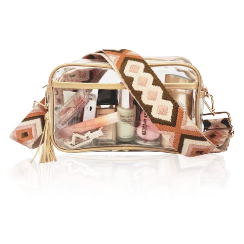 XSUIOY Clear bags Stadium Approved with Guitar Straps,Clear Crossbody Purse Transparent Daypack Backpack for Sports Events