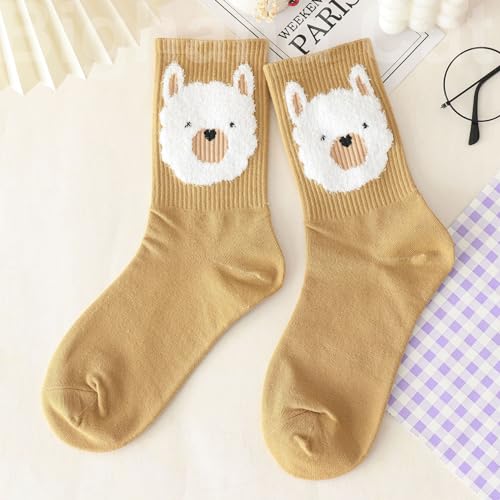 Image of IIG Womens Novelty Cotton Crew Socks Cute Animals Socks Fun Flower Socks (fit women's shoe size 5-9)