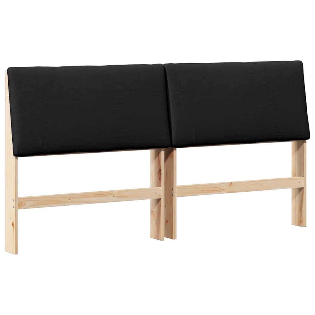 Wyściełany zagłówek, czarny, 180 cm, lite drewno sosnowe, obicie materiałowe, nowoczesne wzornictwo do sypialni, montaż na ścianie, trwały, łatwa pielęgnacja