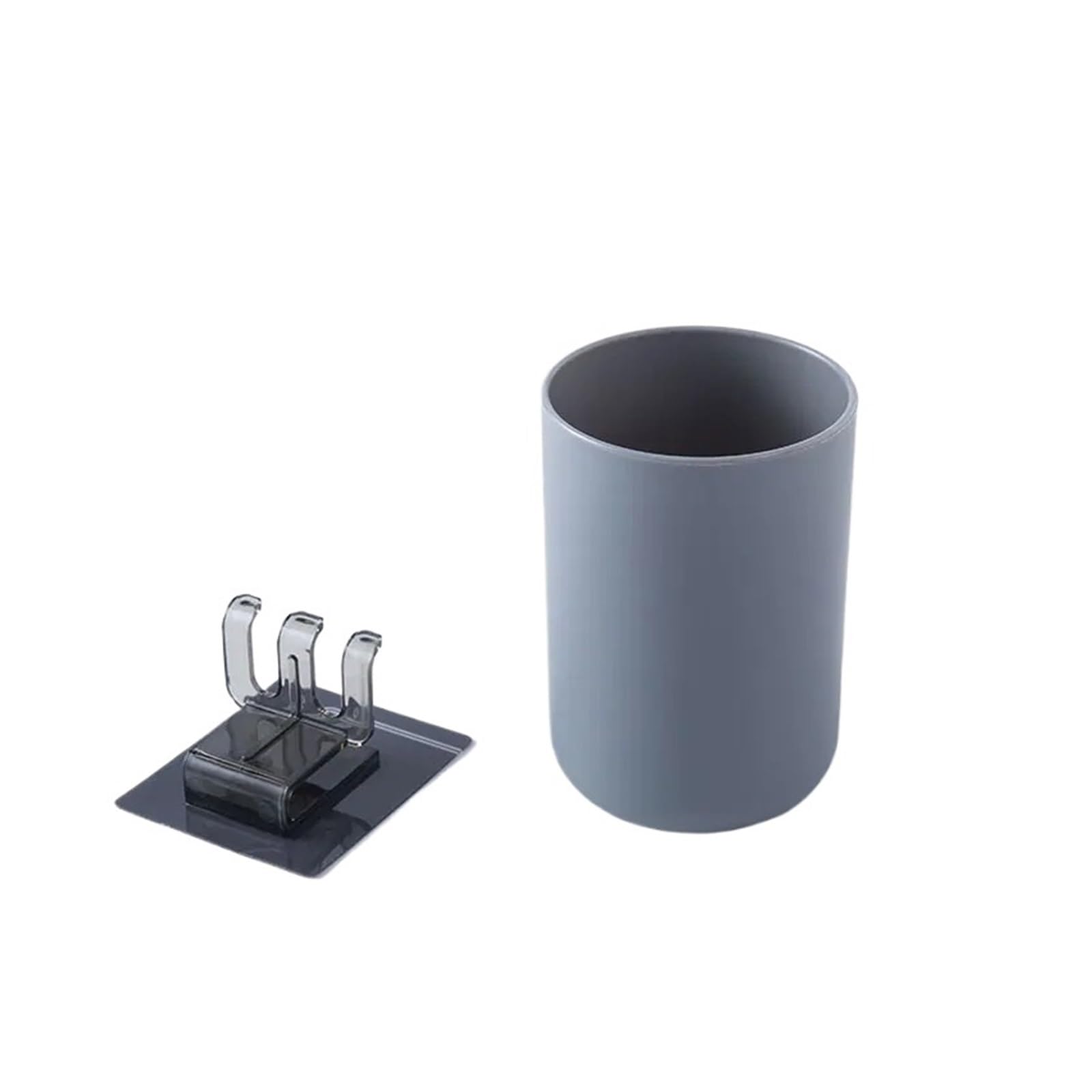 1pcs 300ml Mouthwash Cup & Wall Sticker Toothbrush Holder, Plastic Bathroom Storage Organizer(With Gray Cup)