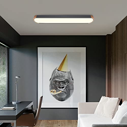 Edislive Dimmable Led Ceiling Light With Remote Control 3000K-6000K Minimalist Modern Wood Flush Mount Ceiling Light Low Profile Light Fixture Grey #TOP4