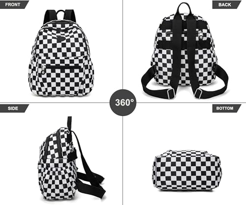 Image of Pealwel Mini Backpack Purse for Women,Small Nylon backpacks for Ladies Backpacks Women Anti Theft Travel Bag (White&Black)
