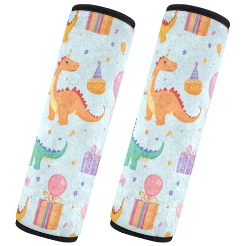 Seat Belt Covers 2 Pack Cartoon Dinosaurs Car Seat Strap Covers Super Soft Cute Car Seat Neck Cover for Boys Girls Adults Babies S