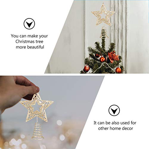 2 Pcs Exquisite Chrismtas Tree Toppers Stylish Novel Tree Star Decors (Golden) Christmas Decorations #TOP7