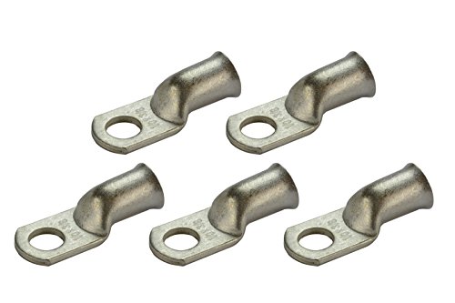 Temco 5 Pack Tinned Copper Welding Battery Cable Ends, Lugs Terminal 1/0 Awg 3/8" Hole - Marine Grade (6 Awg To 1/0 Awg Options Available) #TOP8