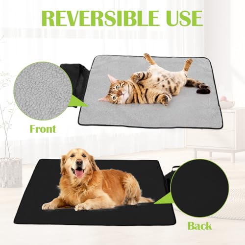 Wapasezyar Hundedecke für Unterwegs, Faltbare wasserdichte Haustier Decke Flauschig Weich Waschbar Decke für Haustier und Hundedecke Matte für Hunde Welpen Katzen Autositz 100x70cm (Schwarz)