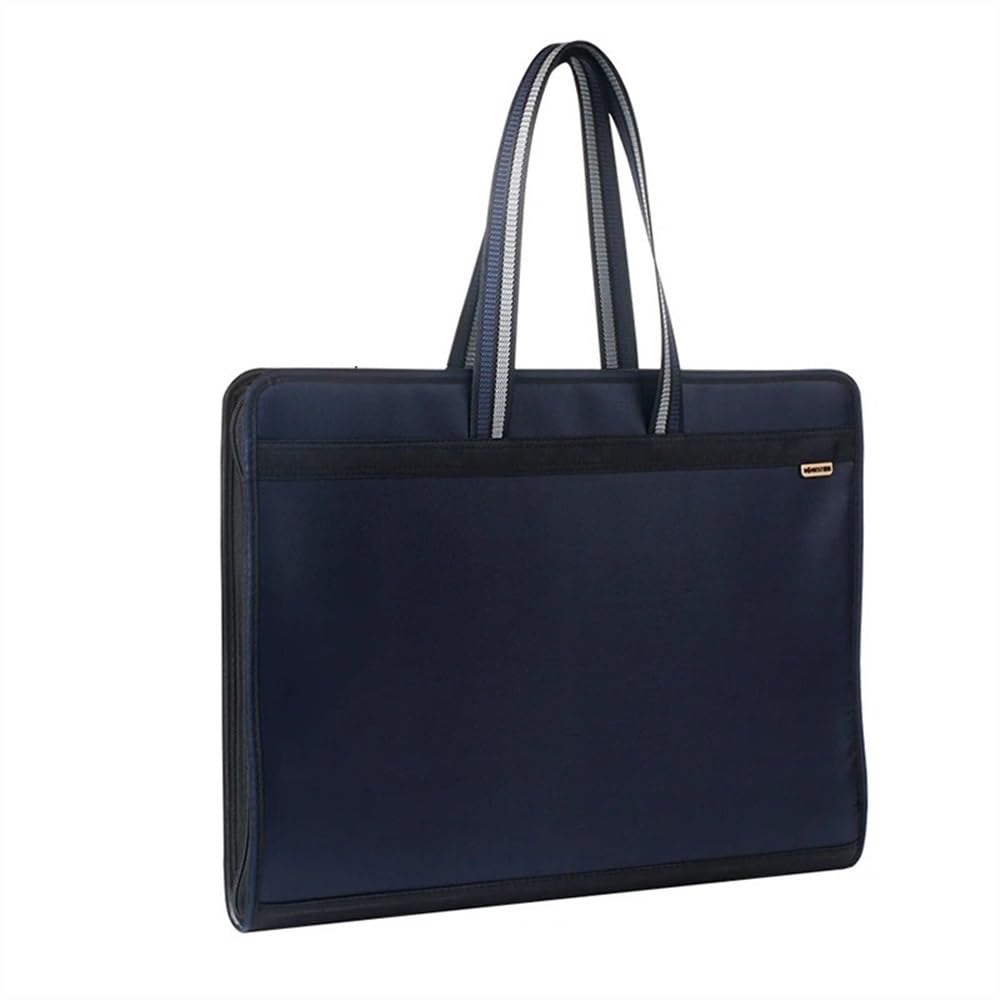 Cartella per documenti Cartella A3 Borsa multistrato di grande capacità Pacchetto artistico portaoggetti con cerniera in tessuto Oxford Articoli per ufficio(Blue)