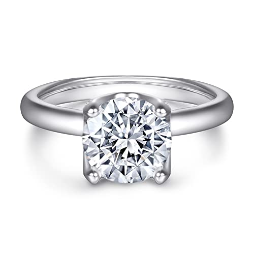 Bague solitaire en argent véritable pour femme avec anneau classique de mariage