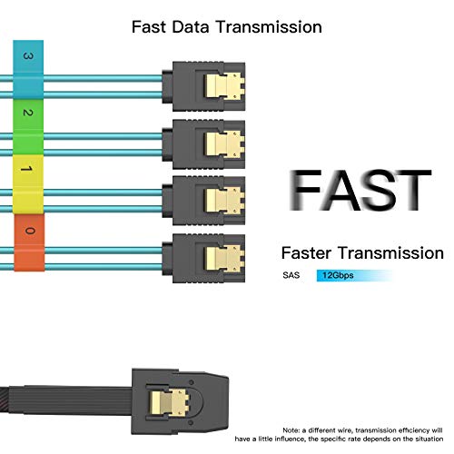 Wordima Mini Sas Hd To Sata Cable, 1.6Ft Internal Mini Sas 36Pin Male Sff8087 To 4X Sata 7Pin Female Cable, Mini Sas Host/Controller To 4 Sata Target Splitter Breakout Cable #TOP3