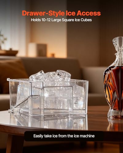 Image of VEVOR 1.6 inch Clear Ice Cube Maker, 3 Square Ice Ready in 25-35 Mins, 108 Pcs /Day, 24H Timer Ice Maker Countertop for Cocktails, Whiskey & Bourbon