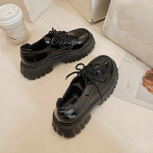 Women's Fashion Chunky Platform Oxford Shoes Patent Leather Lace-Up Wide Width Casual Comfort Business Work Dress Shoes Derby Shoes for Women2