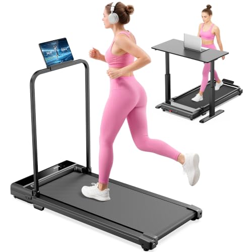 Walking Pad Treadmill, 3-in-1 Mode Foldable Electric Running Pad Machine with Handle Bar Portable Remote Control...