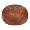 Thgonwid unstuffed pouf cover round foot stool ottoman storage bean bag floor chair luxury leather pouffe small foot rest for living room kids room or bedroom brown  urban country home decor