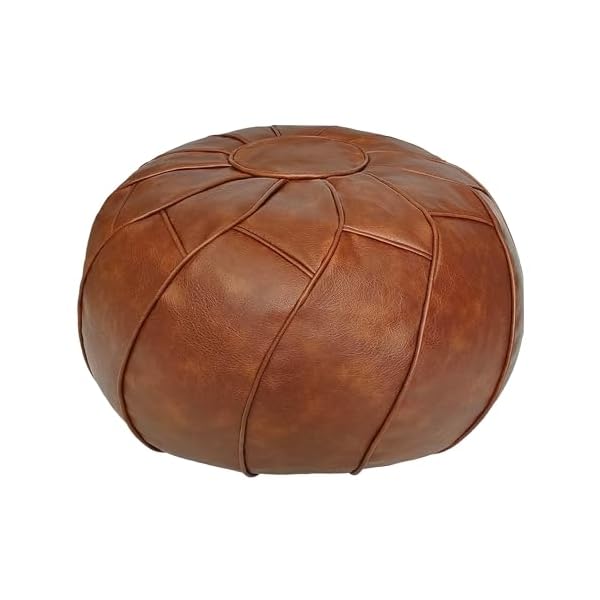 Thgonwid unstuffed pouf cover round foot stool ottoman storage bean bag floor chair luxury leather pouffe small foot rest for living room kids room or bedroom brown  urban country home decor
