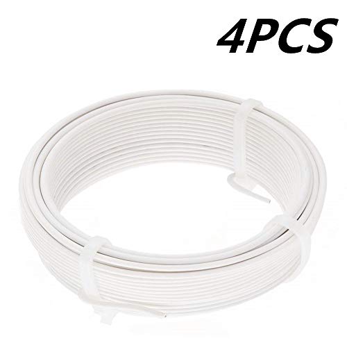 Amagabeli 2MM X 25M X 4PCS White Garden Wire Coil Fence Wire Sturdy Plastic Coated Plant Twisty Tie for Plant Tree Support Garden Fencing Wire Creeping Plants and DIY WR4