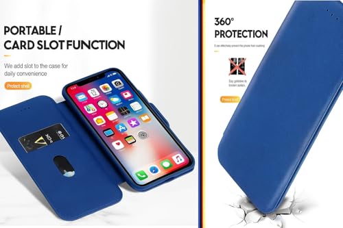 Image of WHITBULL PU Leather Magnetic Premium Flip Cover with 2 Card Slot for iPhone 17 - Blue