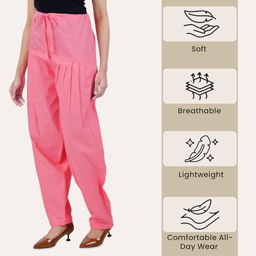 Image of Happy Bunny Salwar Pant for Women, Fine Cotton Ethnic Trousers with Drawstring Waist, Comfortable Daily, Office & Casual Wear Bottoms
