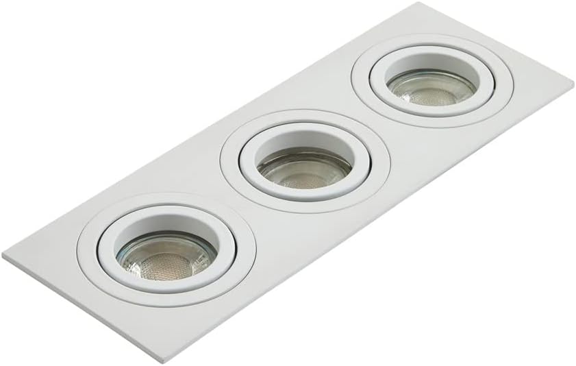LITECRAFT Evra Recessed Downlight Rectangular Tiltable Triple Spotlight - White