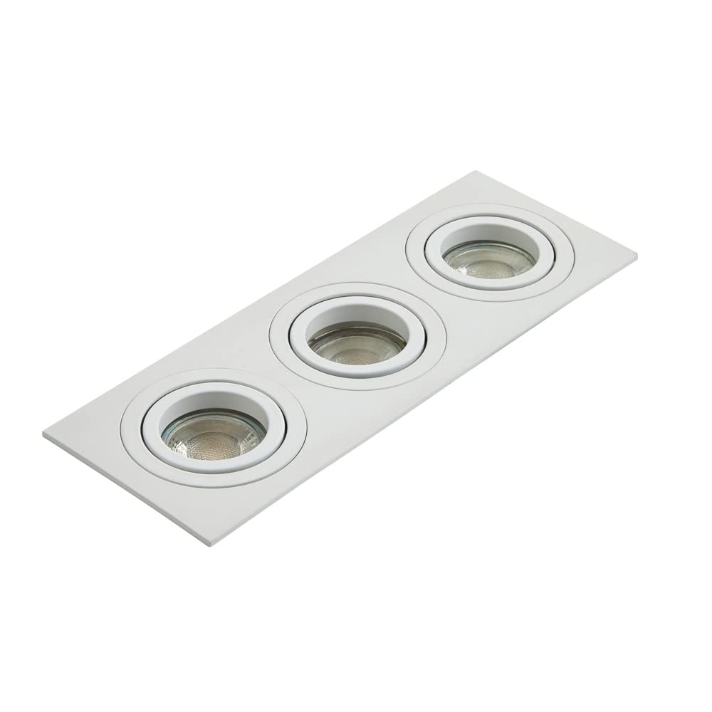 LITECRAFT Evra Recessed Downlight Rectangular Tiltable Triple Spotlight - White