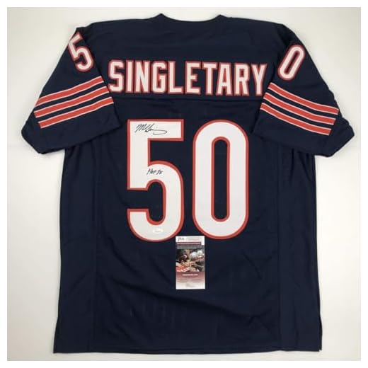 Autographed/Signed Mike Singletary HOF 98 Chicago Blue Football Jersey JSA COA