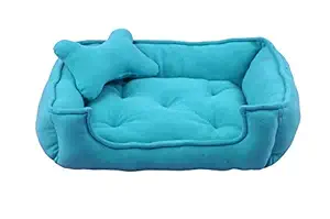 Fluffys Luxurious Reversible Sky Blue Soft Red Dog/Cat Bed Polyster Filled(Export Quality)- Small
