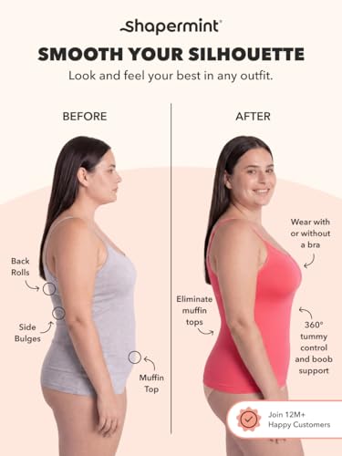 Image of SHAPERMINT Womens Tops - Scoop Neck Cami Body Shaper for Women, Shapewear Tummy Control, Camisole Tank Tops for Women