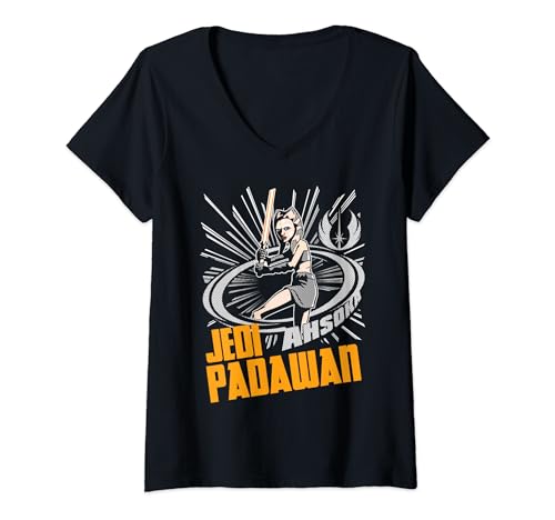 T-shirt Star Wars femme Ahsoka The Clone Wars col V imprimé graphique geek