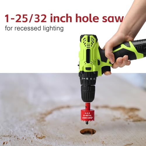 Image of 1-3 /4 Inch Hole Saw for Wood, 45mm HSS BI-Metal Hole Saw for Recessed Lighting, 30mm Cutting Depth Hole Cutter with Hex Shank Drill Bit Adapter for Cornhole Boards Plastic Drywall Fiberboard, Red