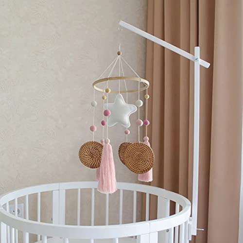 Baby Mobile For Crib - Boho Crib Mobile - Felt Ball Mobile - Gender Neutral Baby Mobile - Boho Nursery Decor - Crib Mobile For Girls, Boys - Mobile For Bassinet, Pack N Play - Pink #TOP4