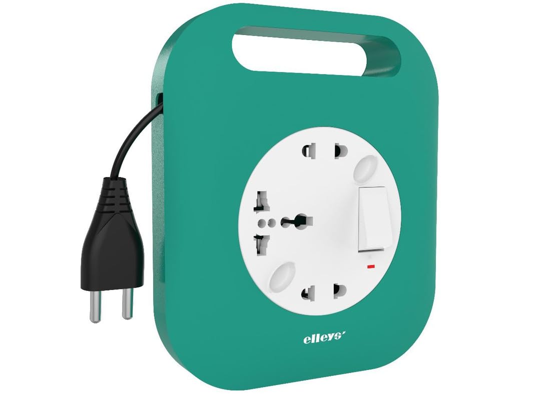 elleys' Rhino - Flexbox International and Indian Socket with Cable Guard for Aavoiding Damages Perfect for Home & Office (Pack of 1, Green)-image-19