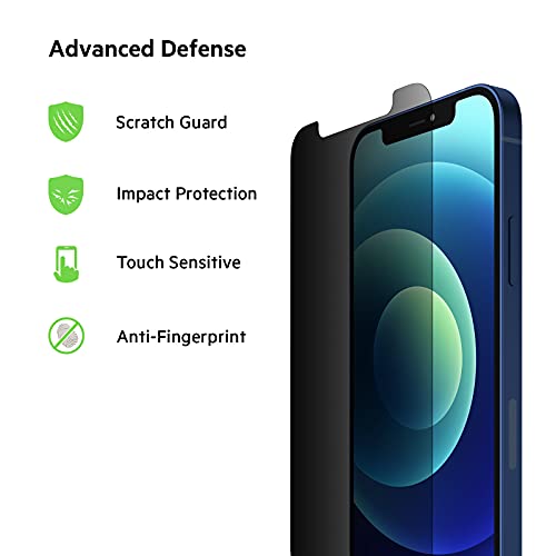 Belkin Iphone 12/12 Pro Privacy Screen Protector 2 Pack, Tempered Glass, Bubble Free, Easy Application #TOP1