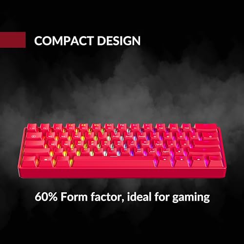 Image of GK61 Hot-Swap Mechanical Gaming Keyboard - 61 Keys Multicoloured RGB LED Backlight for PC /Mac Players (Gateron Optical Red, Red)
