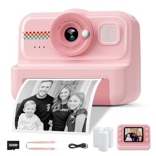 HiMont Instant Kinderfotocamera, HD/1080P Instantcamera voor Kinderen met 32G-Kaart en Printpapier, Kinderfotocamera Leuk Speelgoedcadeau voor Kinderen van 3 tot 12 Jaar