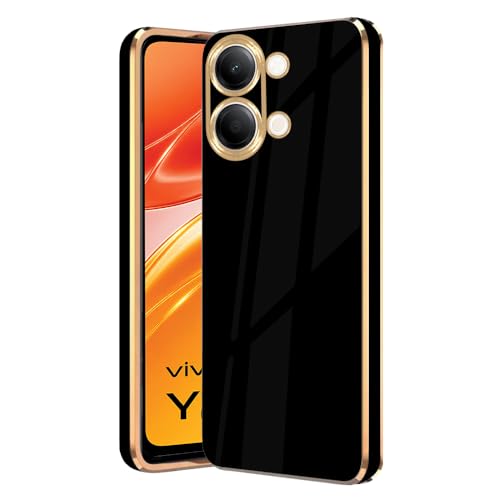 Image of AESTMO AELVOUX Back Case Cover for Vivo Y21 5G / Y11 5G | Gold Electroplating Chrome | Raised Edges | Super Soft-Touch | Bumper Back Cover for Vivo Y21 5G / Y11 5G (Gold & Black)