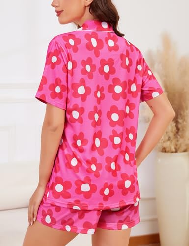 Image of SWOMOG Womens Button Down Pajamas Set Short Sleeve Sleepwear Bride Soft Pj Lounge Sets XS-3XL