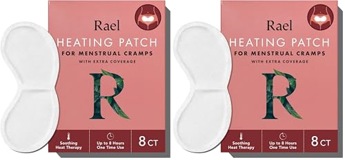 Image of Rael Herbal Heating Patches, Period Cramps Relief, Heat Therapy, Ultra Thin Design, Large Size for Extra Coverage, All Skin Types (16 Count)